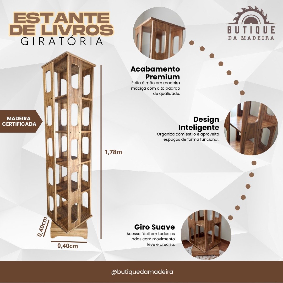 Biblioteca com estantes de madeira